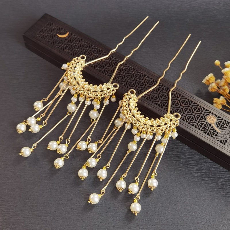 古风发簪长流苏步摇汉服配饰女珍珠优雅饰品古代头饰发钗发饰簪子