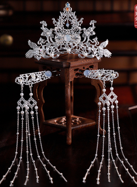 汉服古风银色发冠流苏步摇发簪发钗灵动异域风情唐风明制美女发饰