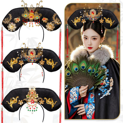 古风满族格格旗假发饰品组合
