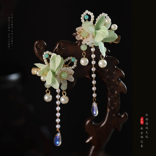 古装汉服儿童头饰花朵发夹古风