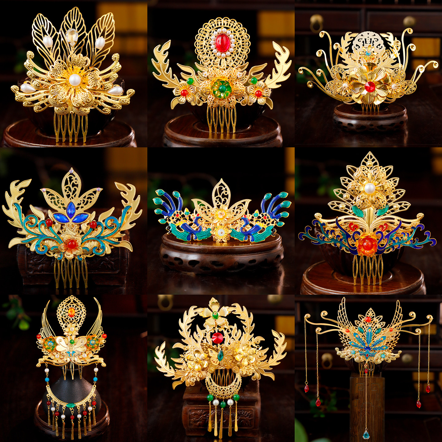 宫廷敦煌异域头冠古风汉服发饰流苏插梳凤冠唐风气质写真百搭配饰