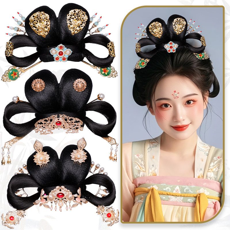 汉服假发古风一体式全套头饰古装抓夹发髻发饰唐风盘发垫发包造型,美发护发/假发,演出假发,淘宝优惠券,粉丝福利购,淘宝优惠卷