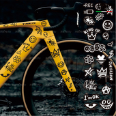 公路自行车卡通贴纸横梁卡通涂鸦车把划痕遮挡上管车贴装 饰防水贴