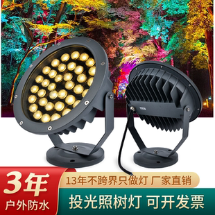 照树灯户外防水景观射灯庭院草坪插地灯七彩射树灯园林广告投光灯