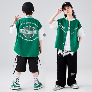 街舞儿童潮服套装hiphop男童嘻哈酷帅棒球服外套炸街爵士舞演出服