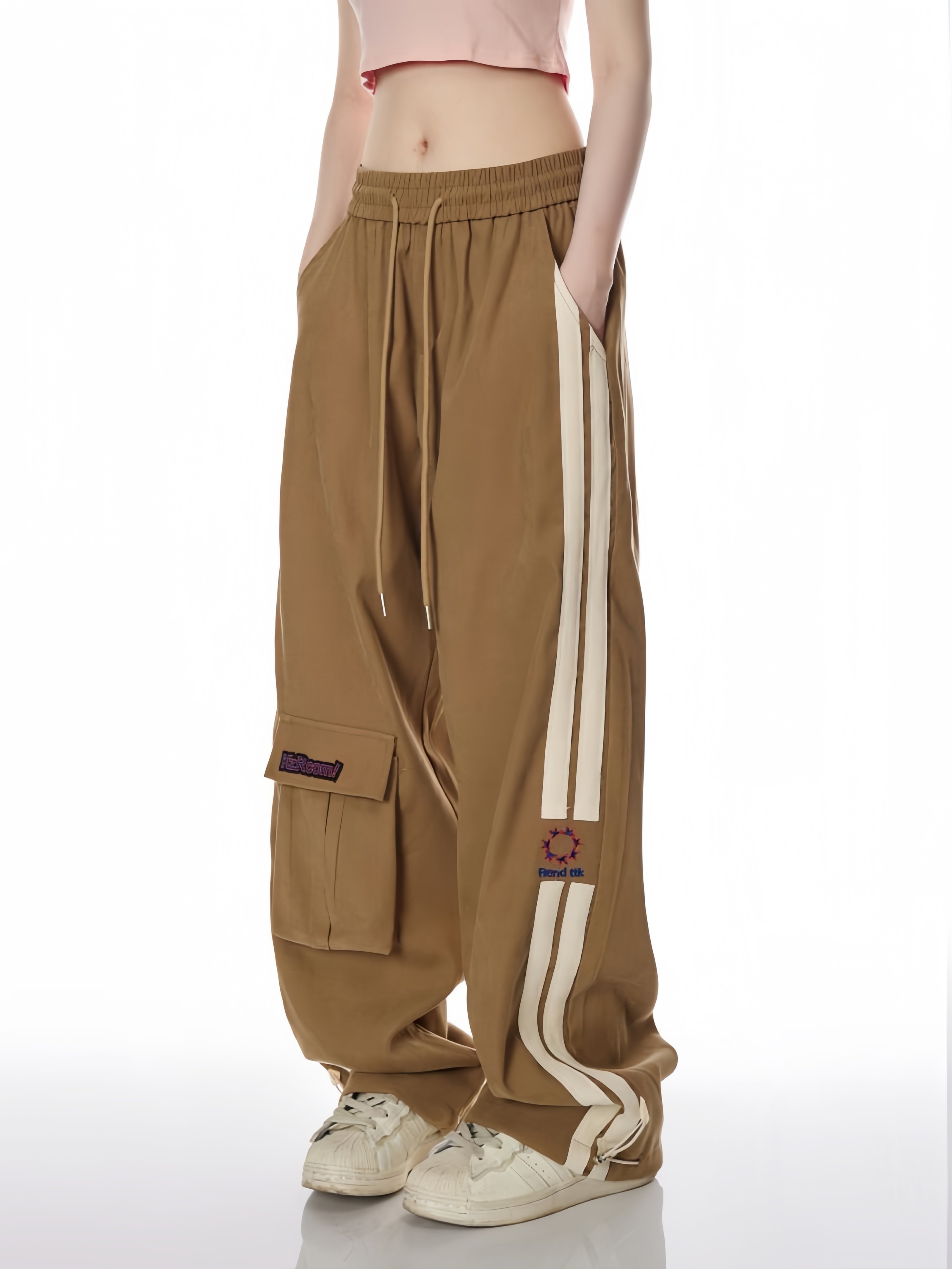 美式工装裤女夏季2025新款卡其色爵士舞裤子小个子休闲运动阔腿裤