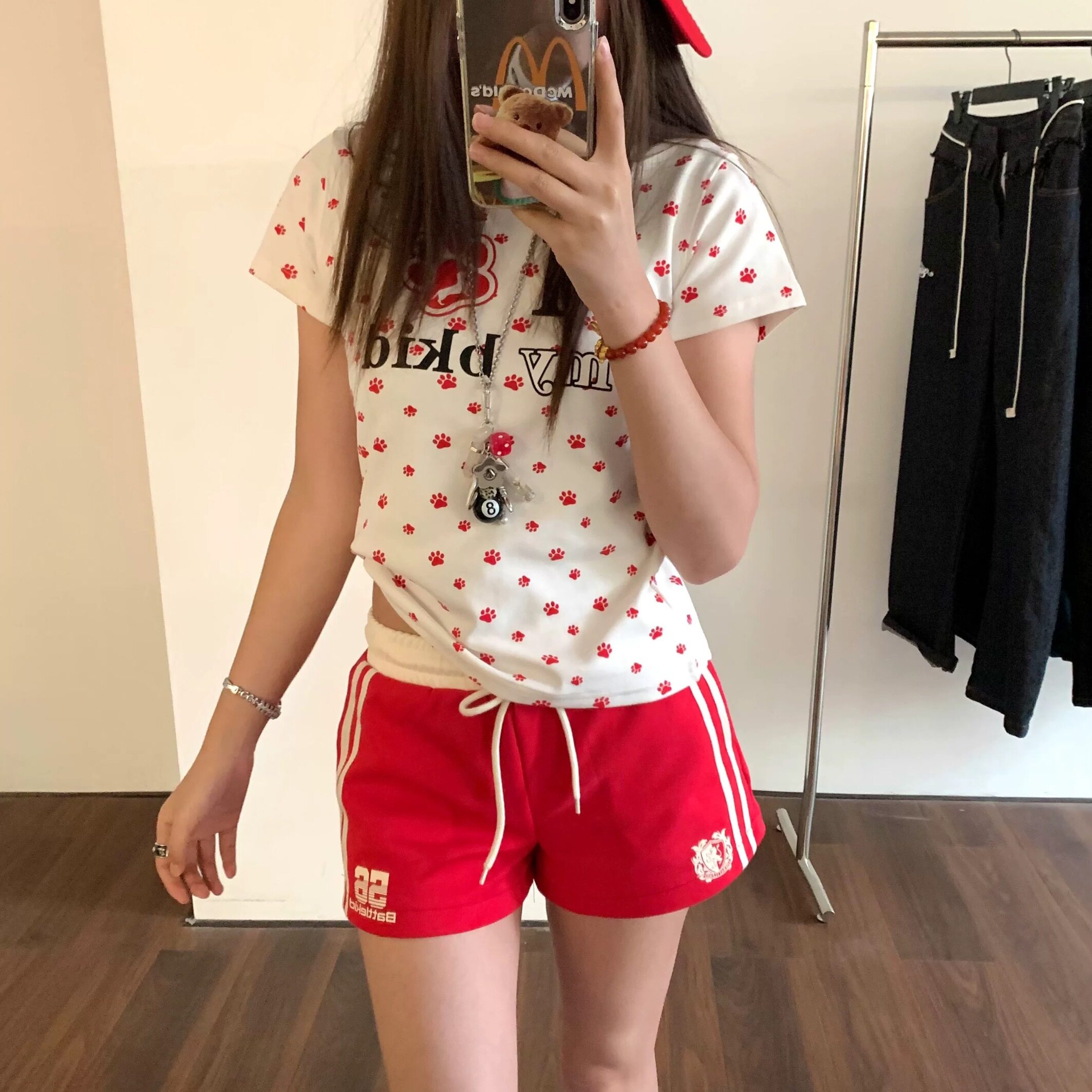 红色辣妹短裤女夏季2026新款