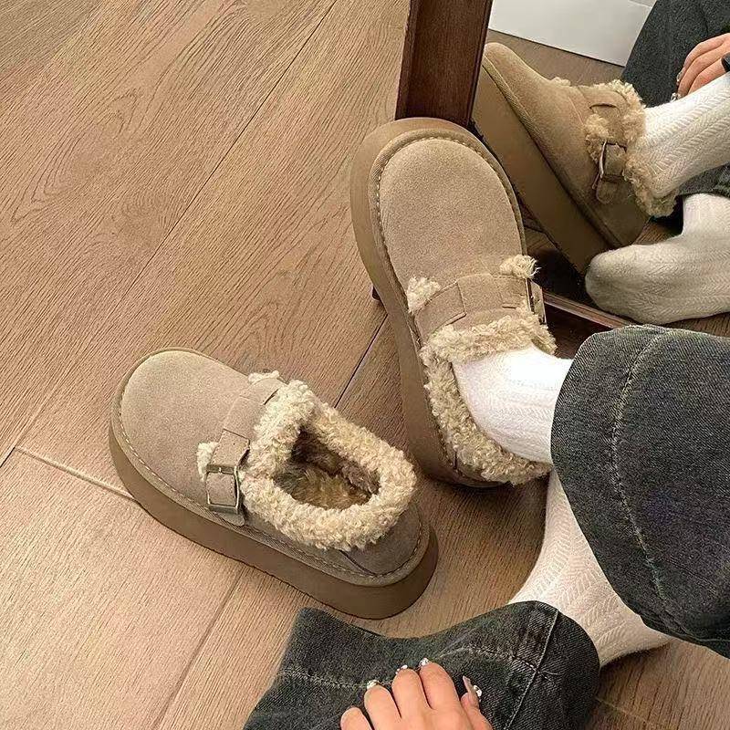 厚底雪地靴女2025新款冬季女鞋加绒加厚毛毛保暖勃肯鞋百搭棉鞋女