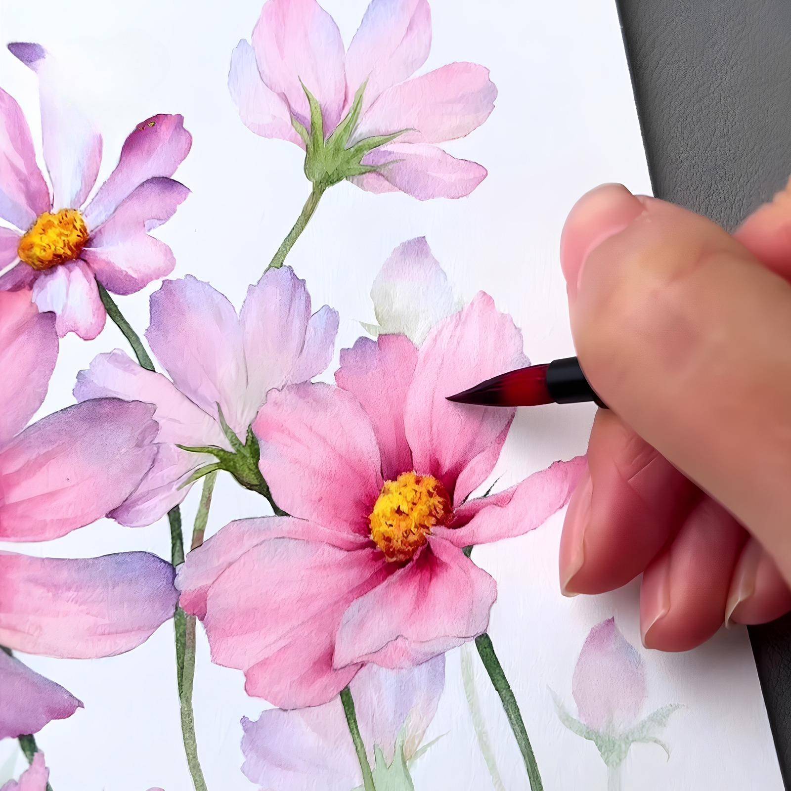 成人静心解压治愈系绘画填色画册主题花卉小装饰画自带线稿涂画本