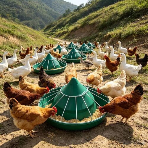 新款鸡食槽养鸡自动喂食器散养喂鸡喂鸡神器打不翻鸡鸭鹅牛筋盆