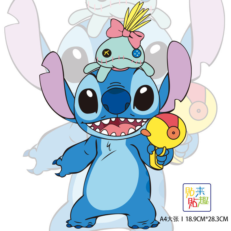 大张蓝色外星行李箱旅行箱贴纸个性可爱卡通滑板机车冰箱贴画防水