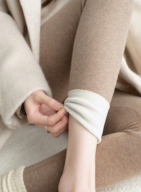 咖色打底裤女秋冬加绒高腰秋裤平纹保暖裤2025新款羊绒蚕丝棉裤