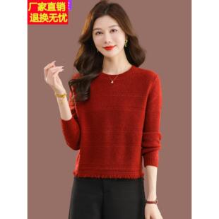 羊毛针织衫女短款宽松套头毛衣高腰上衣秋冬新款小个子时尚打底衫