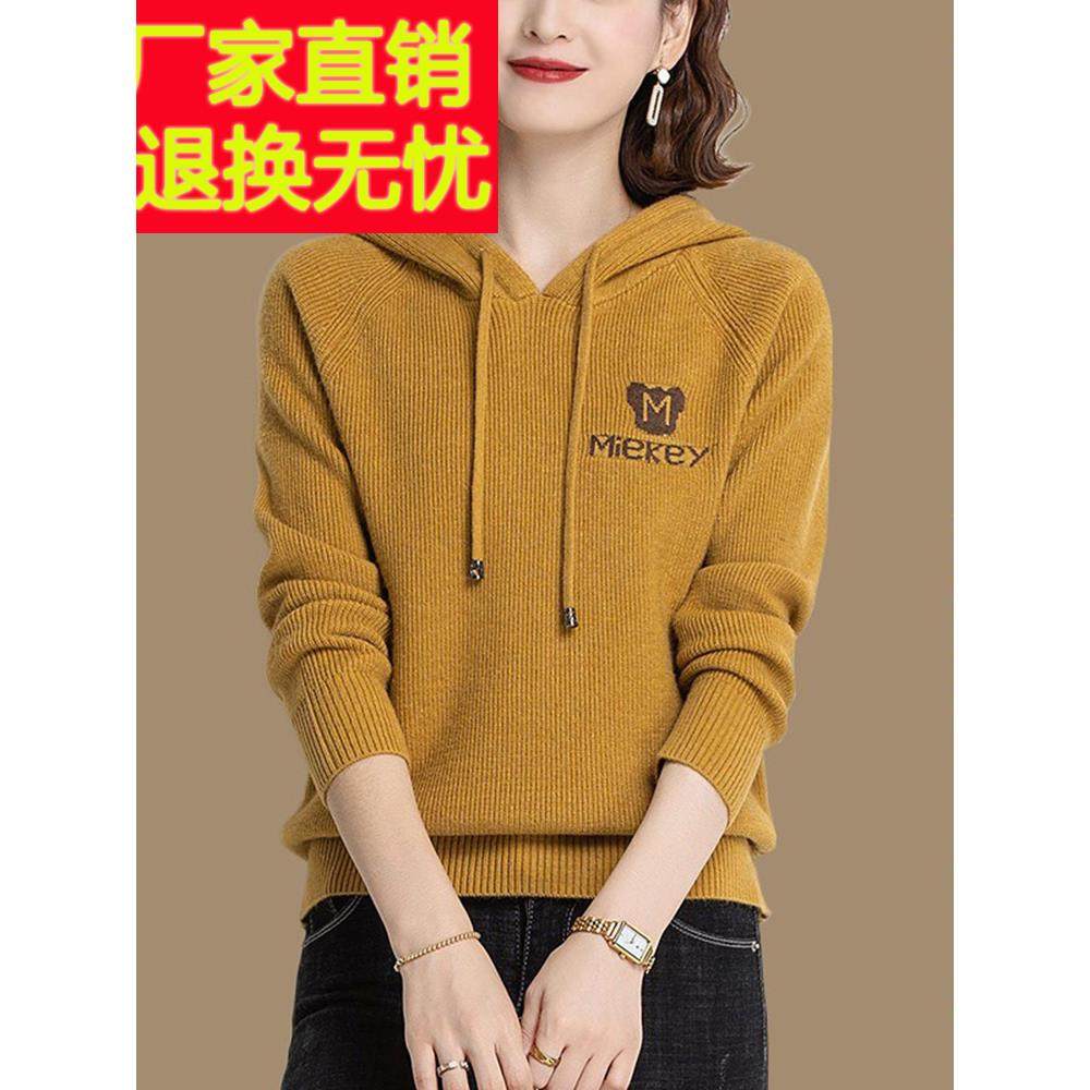 秋冬连帽卫衣女士毛衣2025年新款春秋爆款时尚洋气针织衫加厚上衣