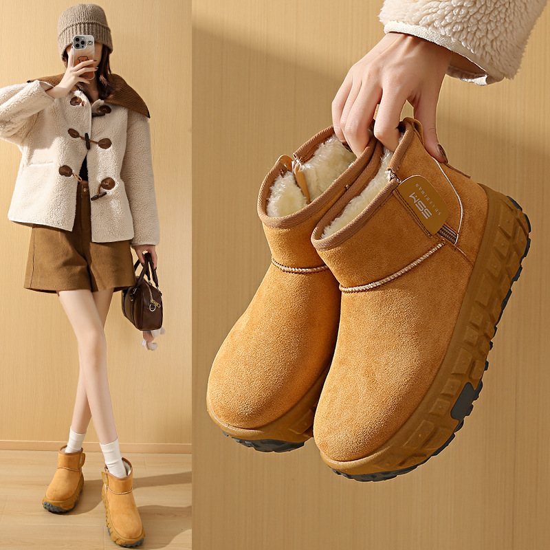 女鞋高帮鞋加绒保暖棉鞋2024冬季新款厚底板鞋休闲雪地靴女LD7503