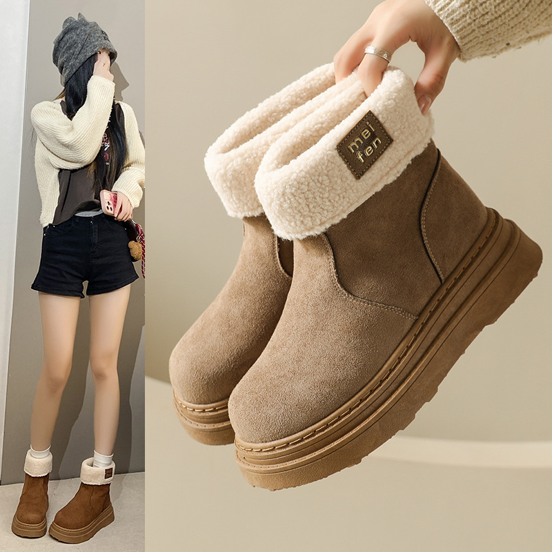 保暖马丁靴女潮2025冬新款英伦学生厚底加绒棉鞋街拍女鞋m90
