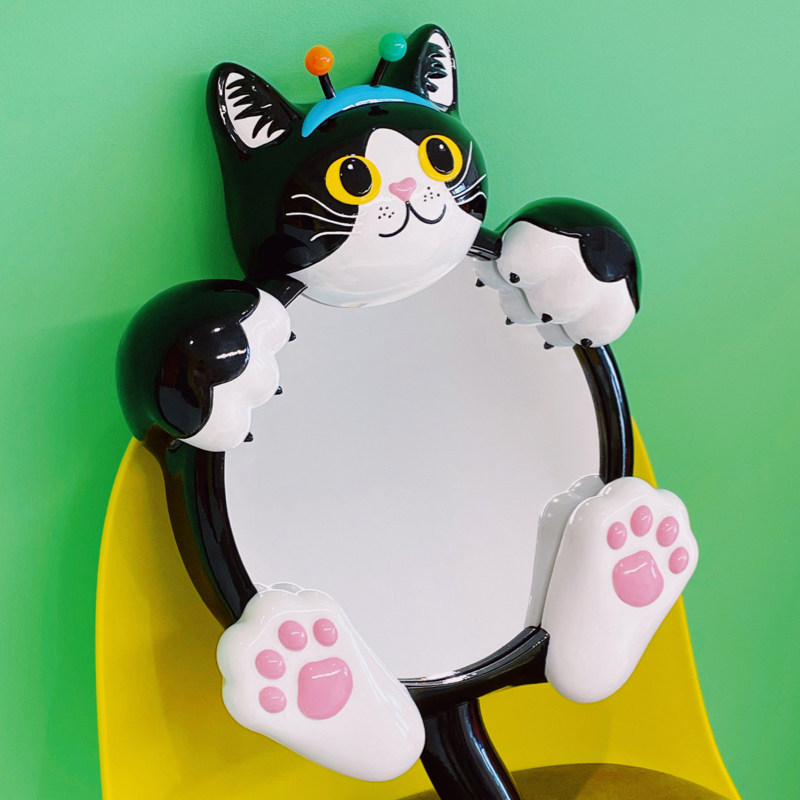 uodycoco原创奶牛猫镜子壁挂镜可爱卡通日式装饰镜异形乔迁礼物