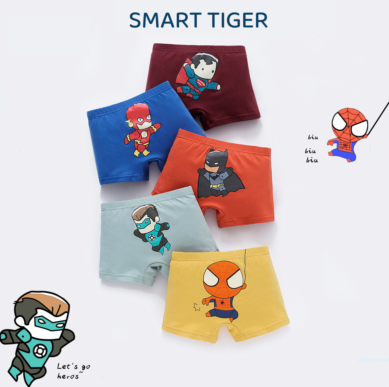 儿童内裤男纯棉平角男童宝宝中童夏男孩四角卡通全棉超级英雄短裤,童装/婴儿装/亲子装,内裤,淘宝优惠券,粉丝福利购,淘宝优惠卷