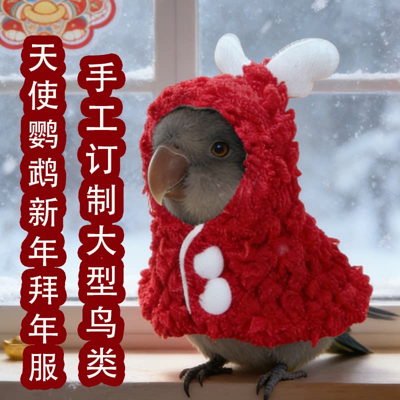 喜庆天使鹦鹉斗篷冬季保暖鸟披风
