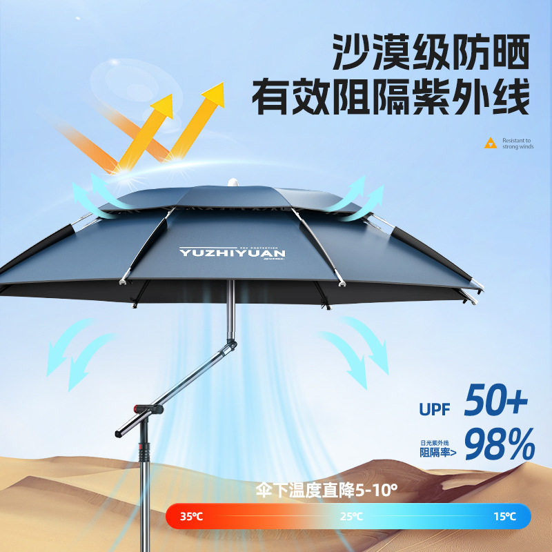渔之源钓鱼伞2025新款三折叠钓鱼伞户外伞露营遮阳伞万向拐杖款伞