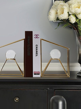 欧式简约水晶球书档书立架u摆件样板房会所客厅书房电视柜玄关装