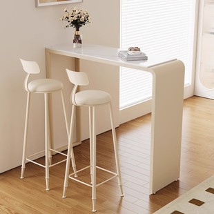 奶油风岩板吧台桌家用客厅沙发休闲迷你小吧桌隔断柜高脚长条桌子