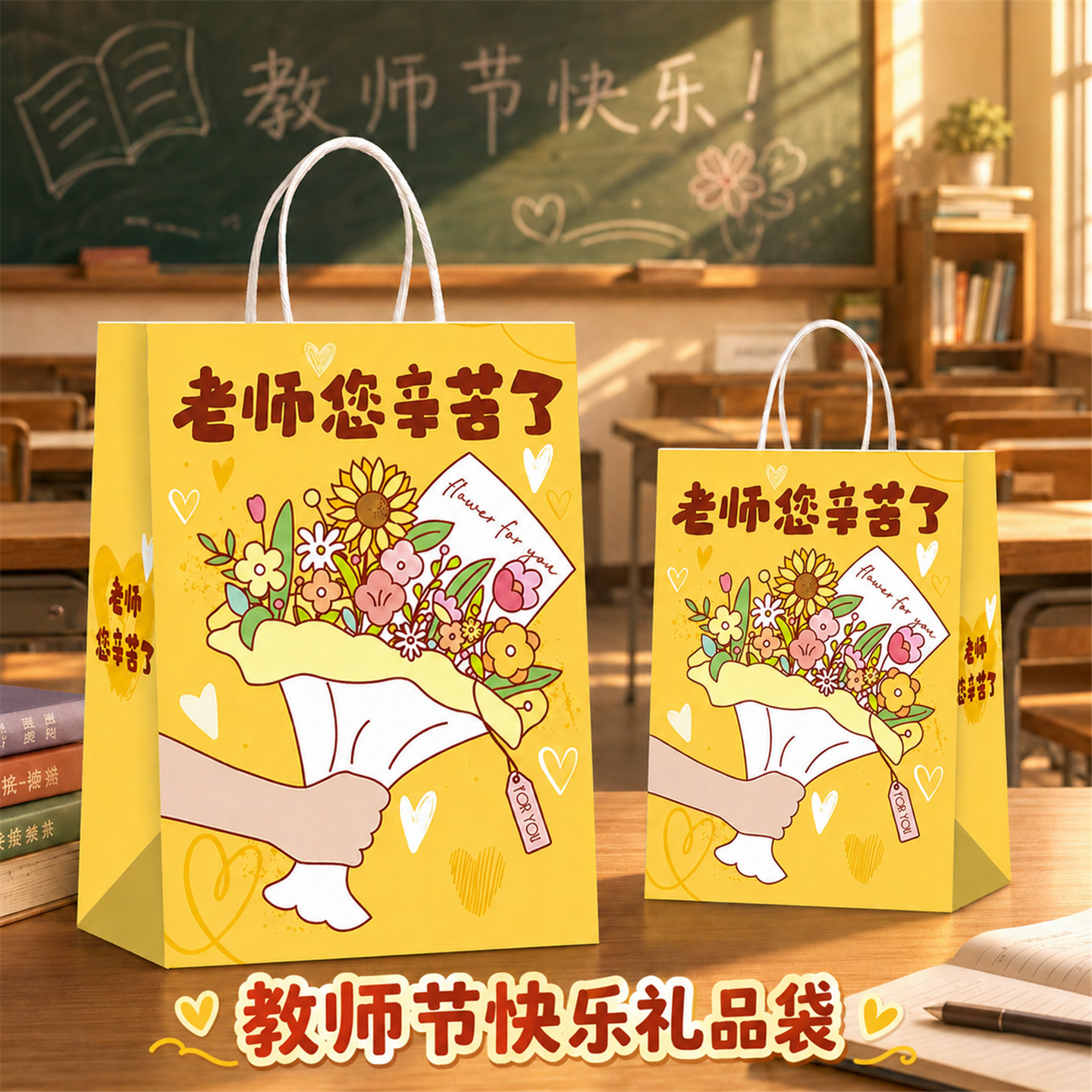 教师节感谢老师牛皮纸手提袋图片