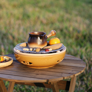 家用烤肉碳炉 粗陶复古木炭老式 户外围炉煮茶野餐 烧烤炉 万土烧