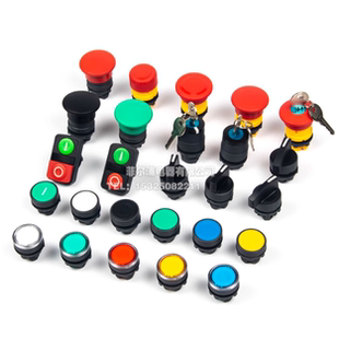 XB2按钮开关配件旋钮平钮头带钥匙急停蘑菇头常闭常开触点模块座
