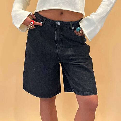 Casual straight leg 5-point denim shorts潮流女式牛仔短裤2025