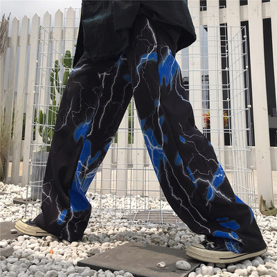 Women's pants retro lightning print pants for women  2021