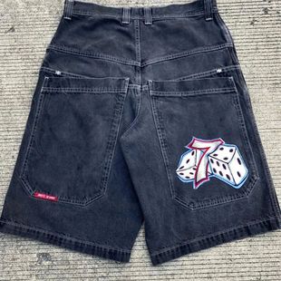 Trendy printed denim shorts for men 牛仔时尚休闲阔腿五分裤男