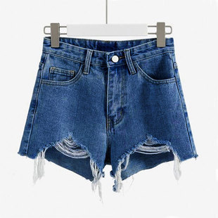 ripped loose 女Casual women shorts for denim 休闲宽松牛仔短裤