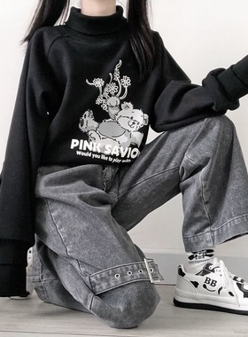 Straight Pants Mom Jeans Vintage Washed Boyfriend Jeans情侣