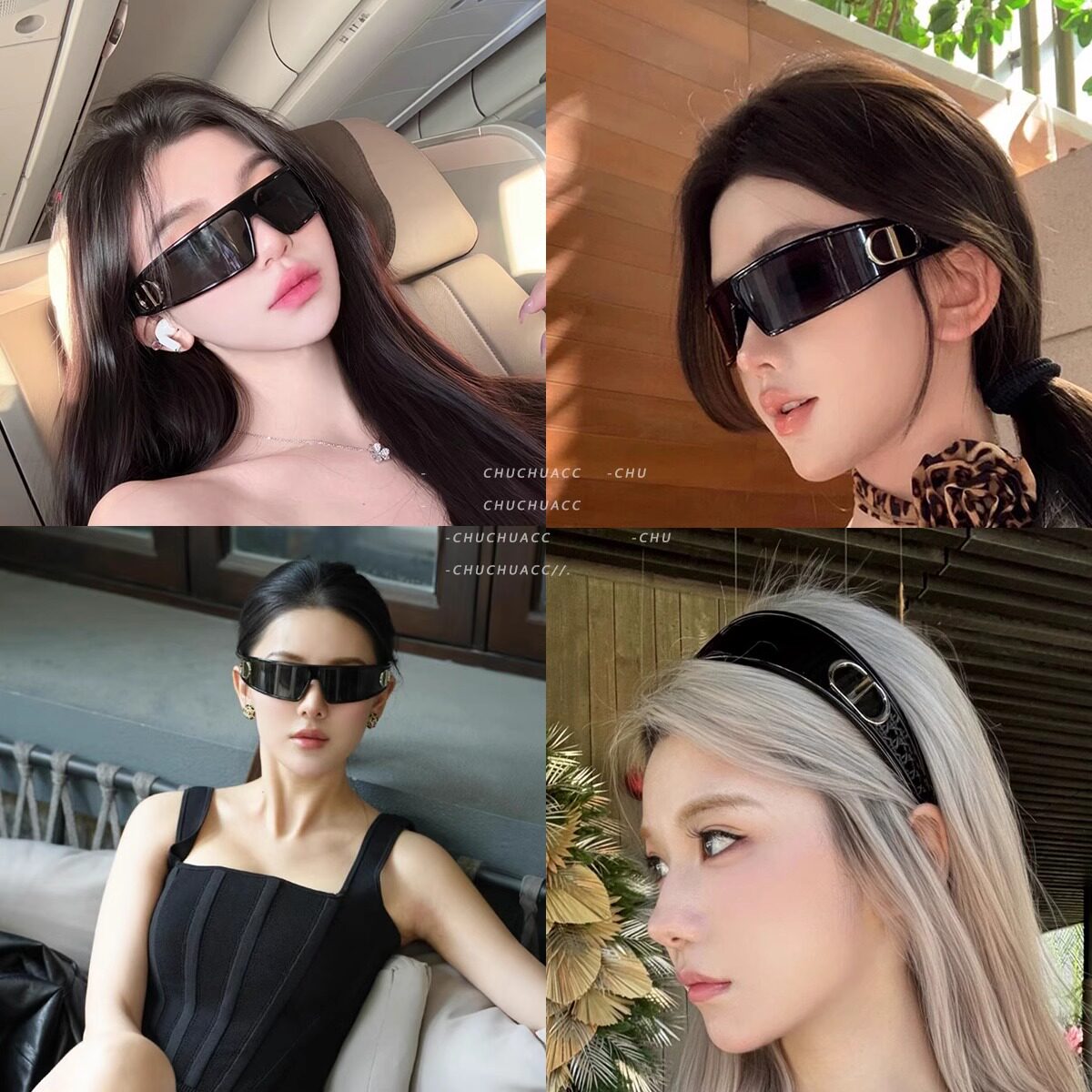 明星同款墨镜发箍女款高级感网红时尚拍照凹造型太阳眼镜头箍头饰