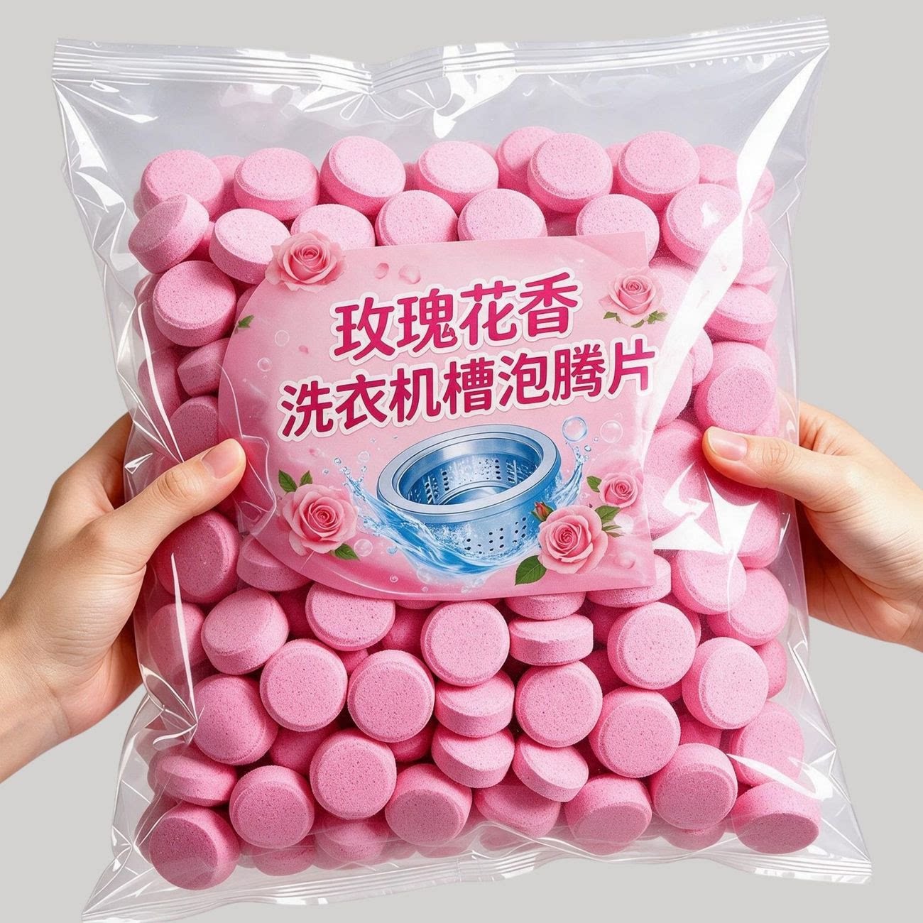 玫瑰花洗衣机泡腾片除菌除螨滚筒波轮全自动杀菌消毒除污垢留香