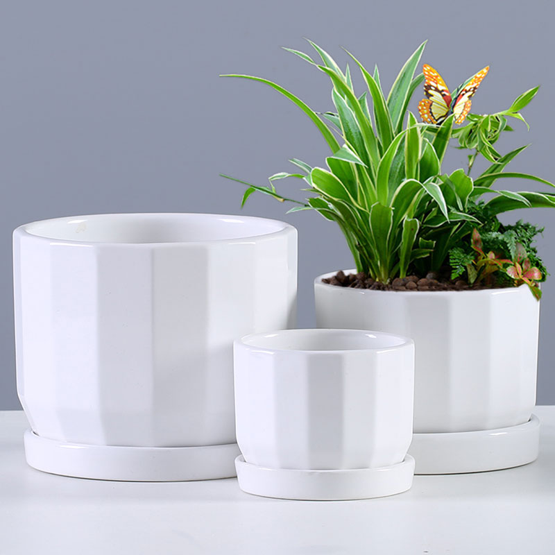 简约欧式创意个性家用绿萝多肉小花盆大号清仓特价花盆陶瓷带托盘