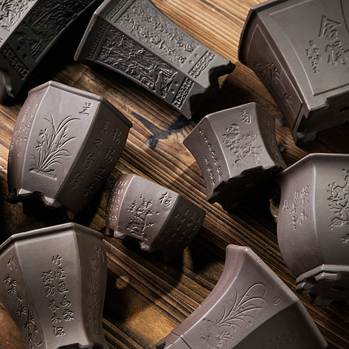 紫砂花盆陶瓷兰花吊兰盆景