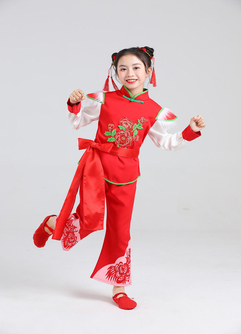 陕北民歌演出服儿童安塞腰鼓服装陕北风陕西民歌演出服中小学秧歌