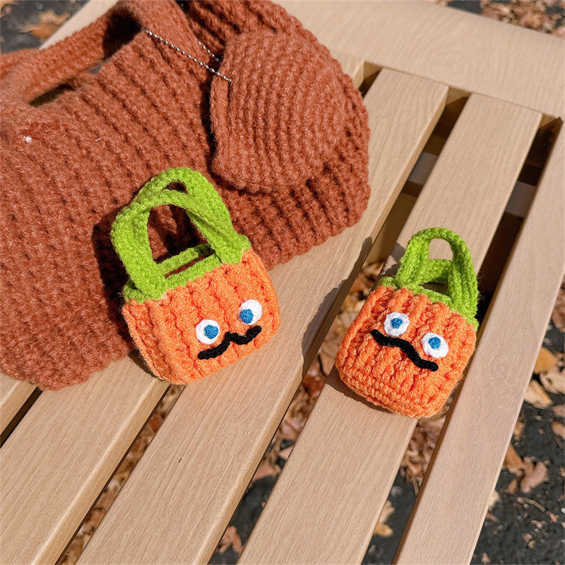 秋冬款针织毛绒包橙色胡萝卜适用airpods4代耳机套苹果2/3三代AirpodsPro第二代保护壳Pro2软壳少女卡通创意