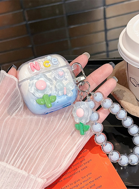 小清新渐变立体花朵蝴蝶结适用华为freebuds5蓝牙耳机壳5i/4e蓝牙freebuds 6i保护壳SE2/3耳机套少女简约透明