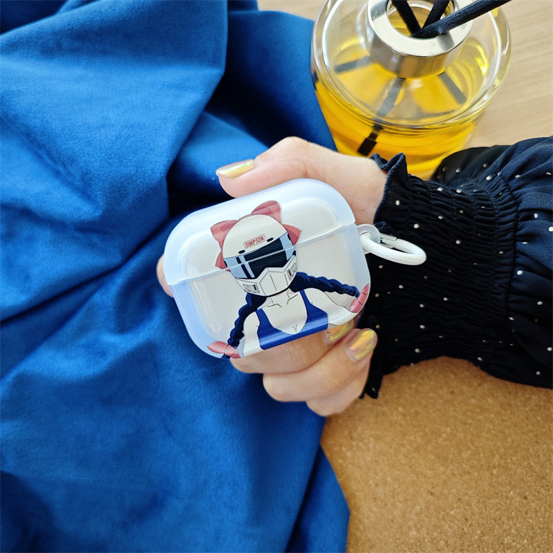 潮酷卡通机车蝴蝶结女孩适用airpods3耳机套2/3三代airpods Pro第二代保护壳苹果蓝牙耳机套Pro2小众少女软壳
