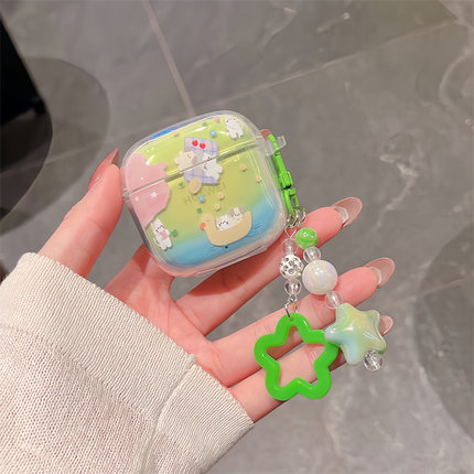 小清新立体海豚涂鸦小狗适用华为freebuds4/4E蓝牙耳机壳pro3/4/6i保护壳SE2/3荣耀X7/X8耳机套小黄鸭蝴蝶潮