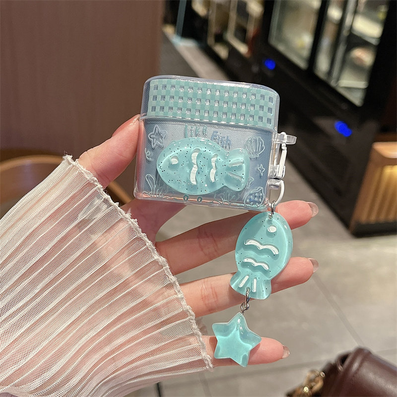 小清新格纹小鱼花朵星星耳机套潮