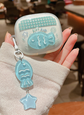 小清新渲染羽毛球花朵星星适用红米buds7S/6s耳机套红米4BUDS5Spro透明活力版青春air4SE格纹小鱼萌系保护壳