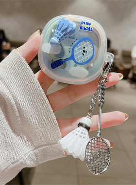 小清新渲染立体羽毛球花朵星星适用倍思WM02+耳机套倍思wm01蓝牙保护壳格纹小鱼萌系透明壳卡通少女兔子软壳