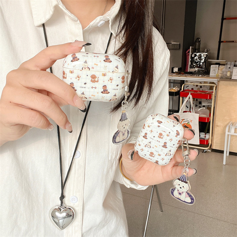 韩系卡通趴坐小狗适用airpods4代耳机套2/3三代airpods Pro第二代保护壳苹果蓝牙耳机套Pro2少女软壳小众潮