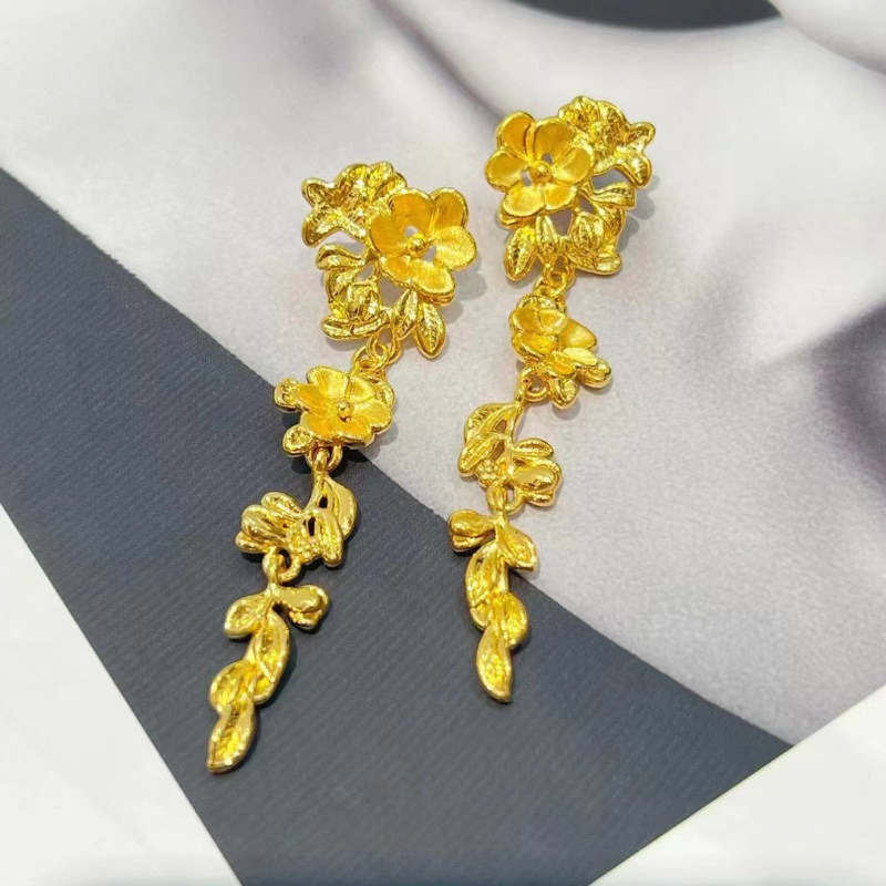5D硬金黄金繁花似锦耳环女999足金大气花开富贵纯金耳饰送礼正品,黄金,耳饰,淘宝优惠券,粉丝福利购,淘宝优惠卷