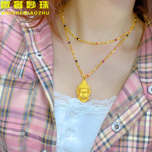 5G黄金蹦迪项链女999足金新款珐琅彩色珠珠爆闪套链纯金正品手链