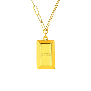 5G黄金小金条项链999足金暴富金砖锁骨链套链纯金一体链送礼女款